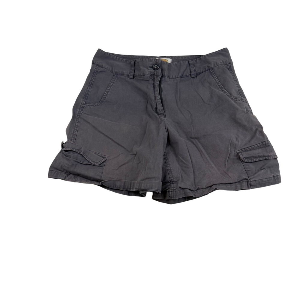 Talbots‎ Womens Gray Stretch Cotton Cargo Shorts Size 10 Mid Rise Utility Hiking